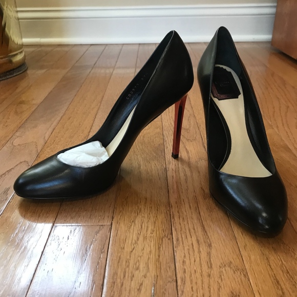 DIOR METALLIC PINK HEEL BLACK LEATHER PUMPS - Picture 5 of 6